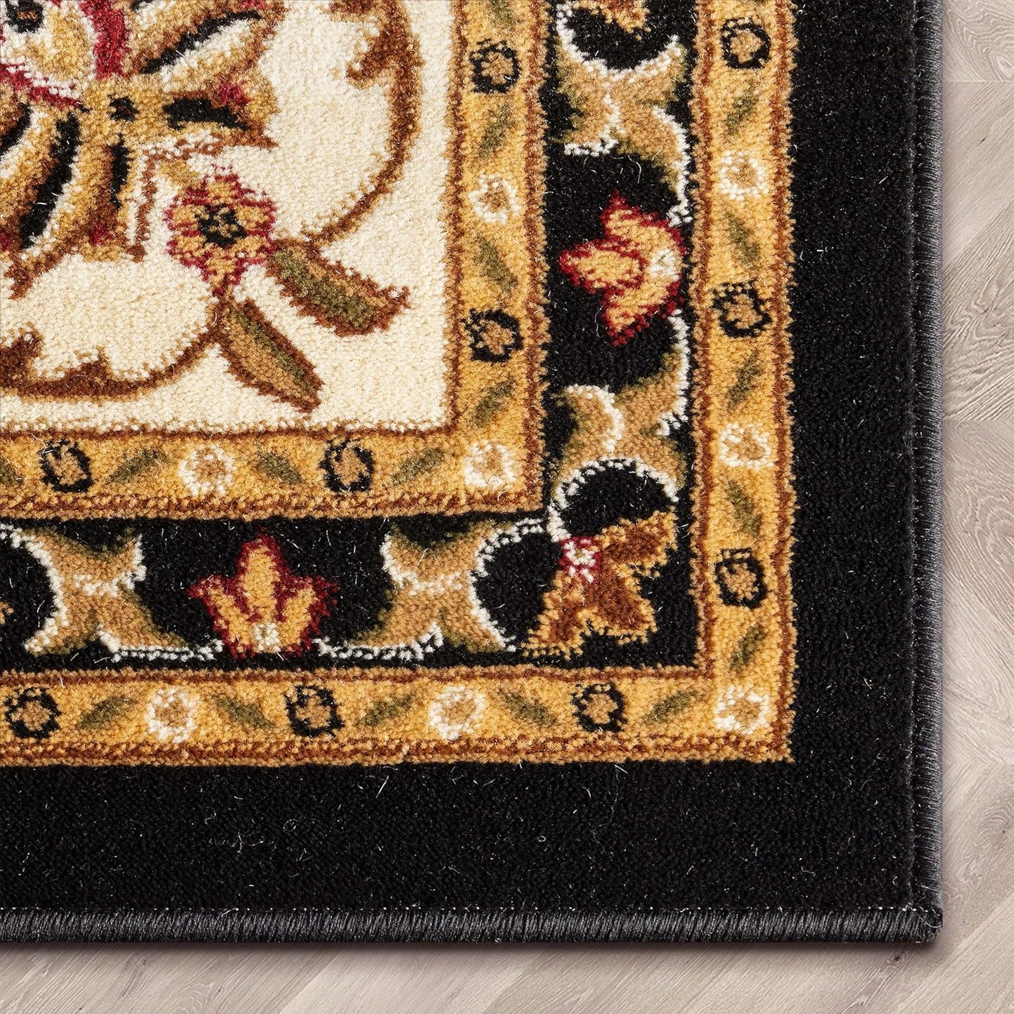 Well Woven Barclay Sarouk Black Traditional 2'7'' x 9'6'' Runner Area Rug