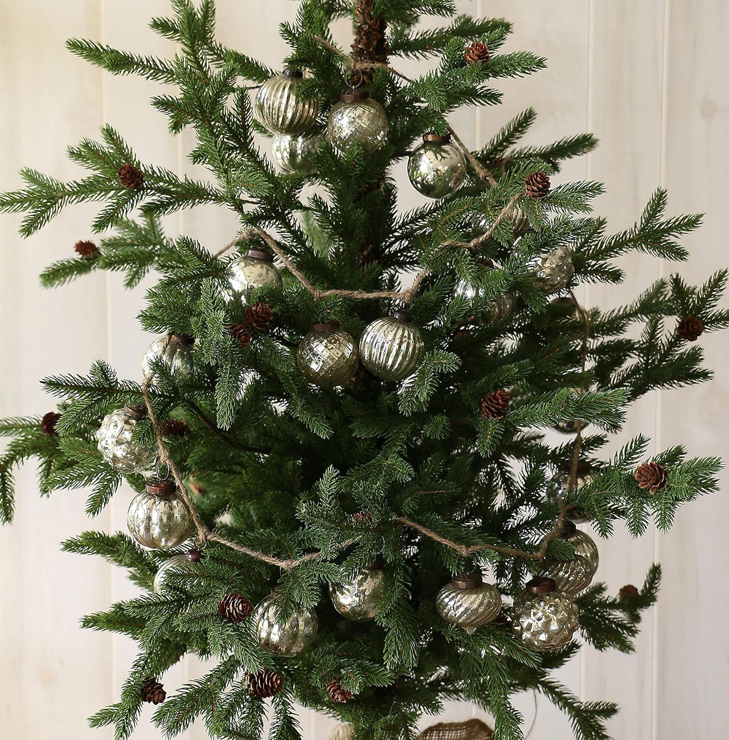 Antique Silver Mercury Glass Garland - Embossed Decorative Ornament (XC5496)