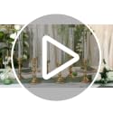 Set of 6 Gold Hurricane Candle Holders with Glass Shades - Vintage Taper Holders