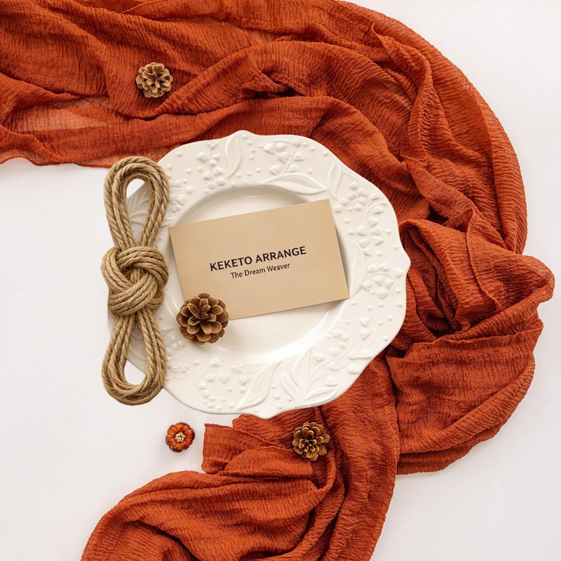 Keketoarrange 6pcs Fall Terracotta Table Runner Rust Gauze Rustic Cheesecloth 120 Inch 10 FT for Wedding Baby Shower Bridal Shower Birthday Engagement Garden Party Sheer Boho Thanksgiving Decorations