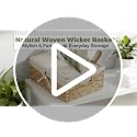 Natural Water Hyacinth Wicker Storage Baskets with Handles & Cotton Liner - Large 15x12x6 Inches