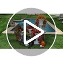 Artificial Fall Hanging Flowers - Faux Mums with Grass, Brown Red, 6-Petaled, 7PCS
