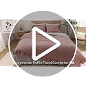 BLOOMHAVEN Full Size Comforter Set 7 Pieces Dark Purple Floral Ruffle Bedding