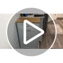 White 10 Gallon Tilt Out Trash Cabinet with Single Door - Wooden Recycling Bin