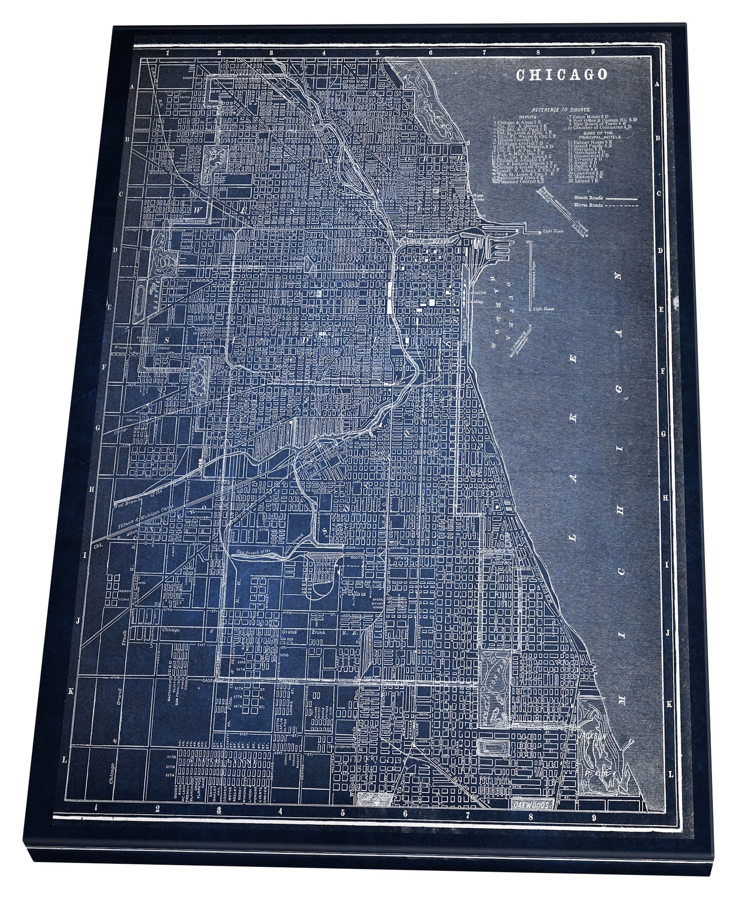 Wexford Home Chicago Sketch Map Blue Gallery Wrapped Canvas Wall Art