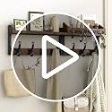 Rustic Brown 29-Inch Wall Mount Coat Rack with Shelf and Hooks - Entryway Organizer