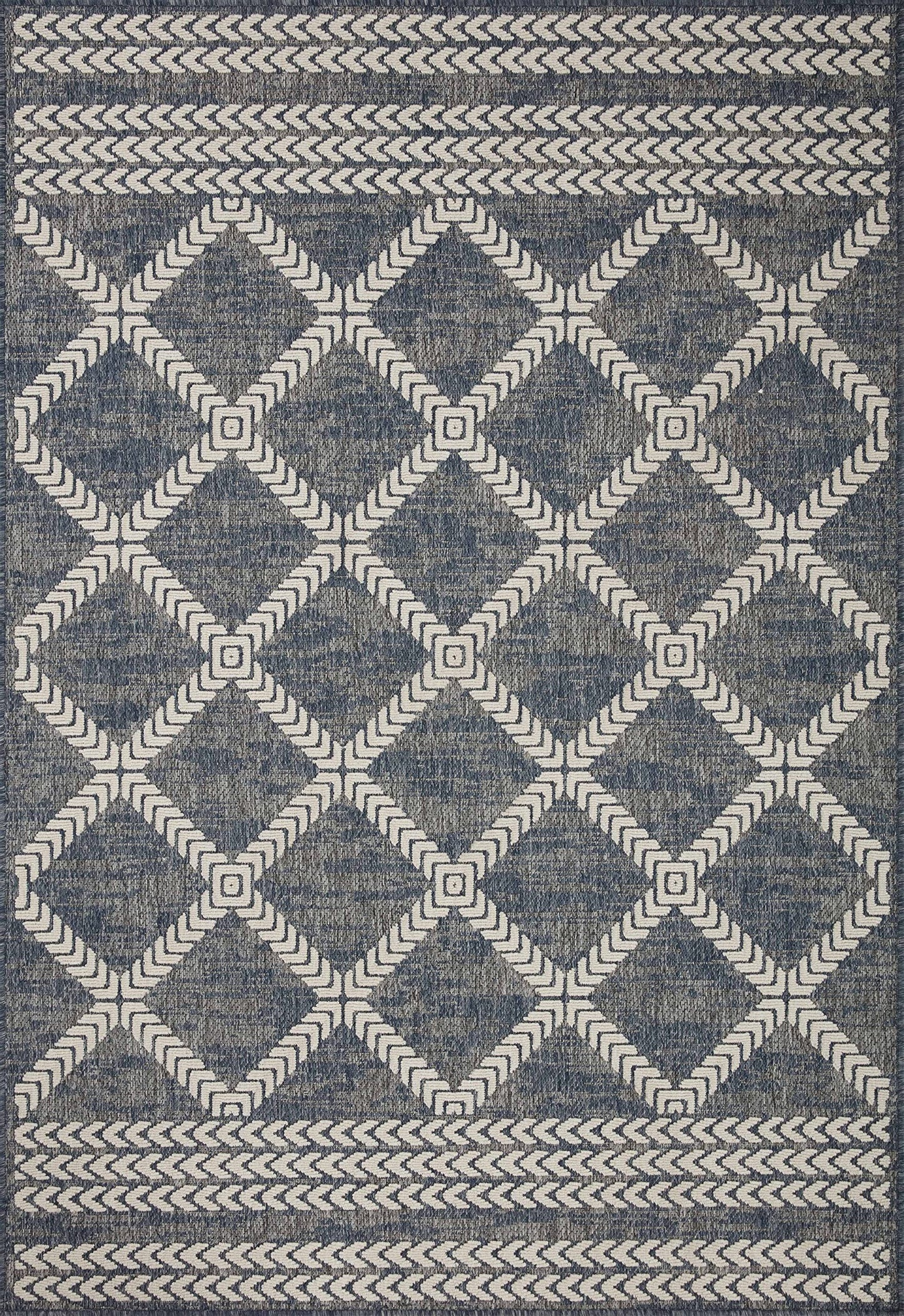 Loloi II Rainier Collection RAI-05 Dark Blue/Ivory 2'-3" x 7'-7" Runner Rug