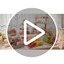 Wood Dessert Table Stand Set - 3 Tier, 4 Tier, Cupcake & Square Trays - Brown - Roowest
