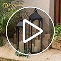 24-Inch & 20-Inch Outdoor Floor Lantern Set - Waterproof Rust-Resistant Black Porch Decor