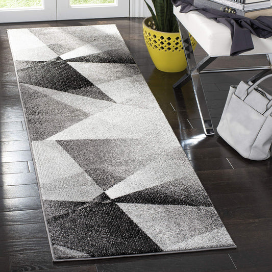 SAFAVIEH Porcello Collection Runner Rug - 2'3" x 8', Light Grey & Charcoal, Modern Abstract Design, Non-Shedding & Easy Care, Ideal for High Traffic Areas in Living Room, Bedroom (PRL6939D)
