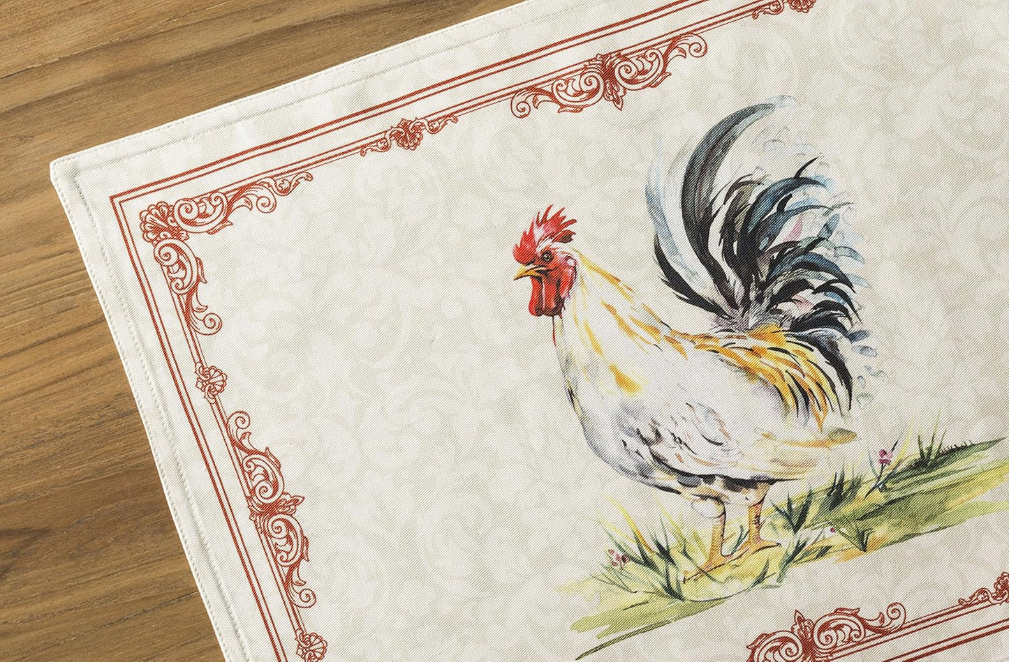 100% Cotton Placemats Set of 2 - Washable Reusable Table Mats for Kitchen & Dining, Campagne Design (13" x 19")