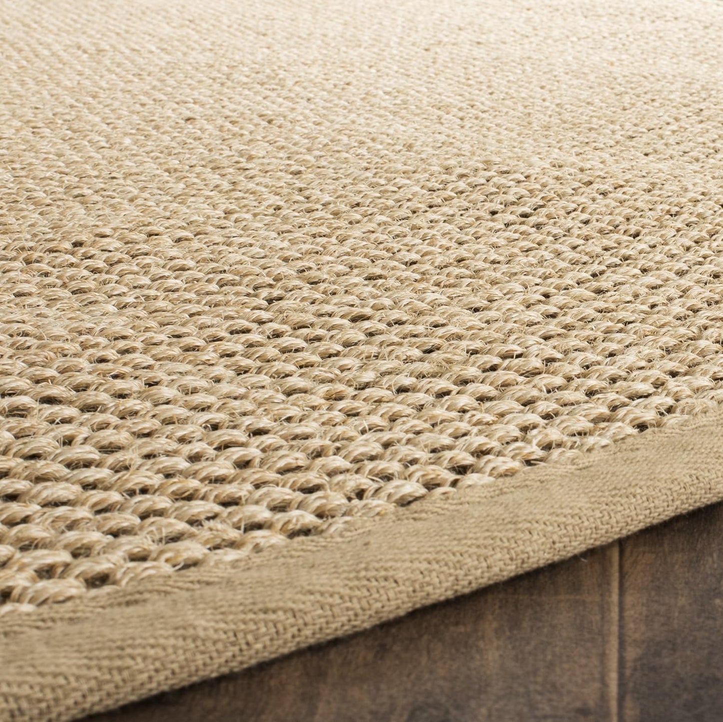 SAFAVIEH Natural Fiber Collection Area Rug - 4' Round, Maize & Linen, Border Sisal Design, Easy Care, Ideal for High Traffic Areas in Living Room, Bedroom (NF141B)