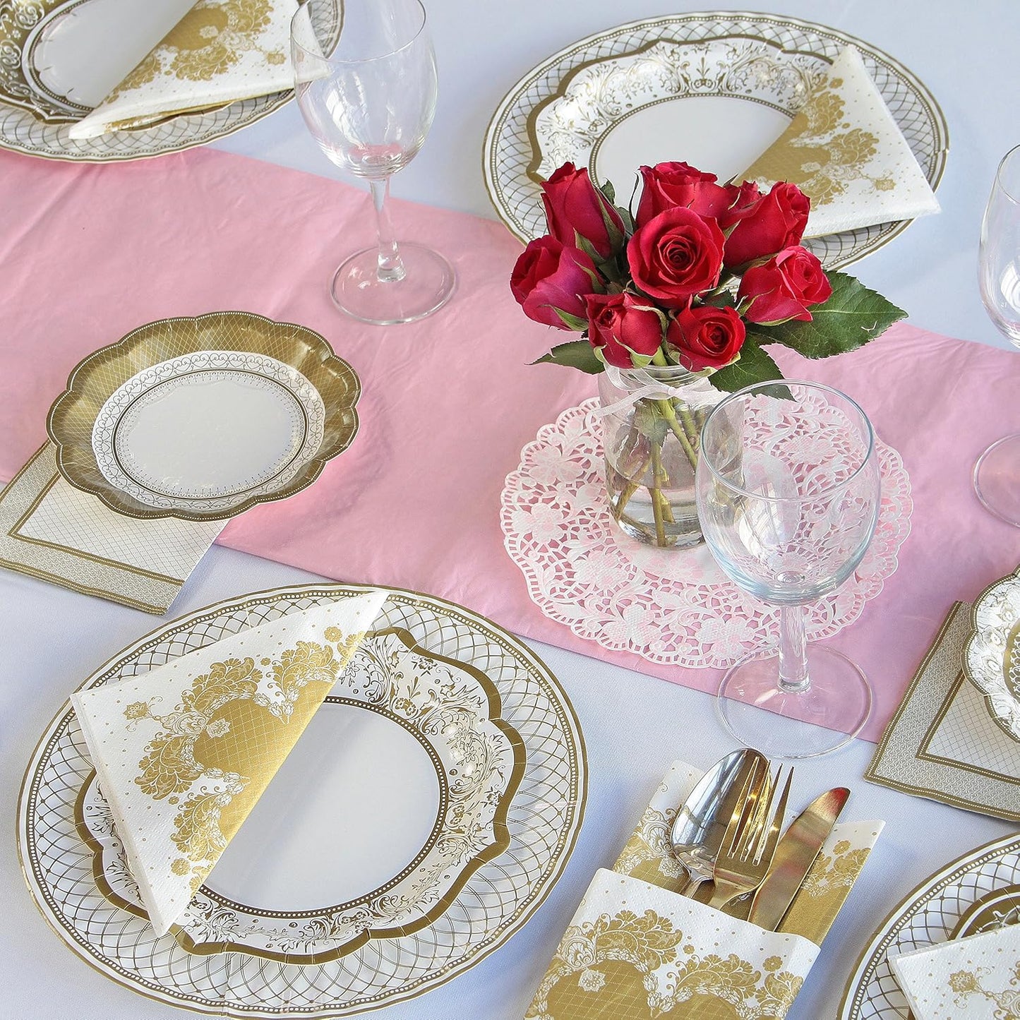 Gold Party Decorations Set - Elegant Gold Paper Plates for Weddings, Showers & Birthdays