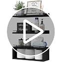 WOPITUES Black Floating Wall Shelves with Cube Shelf and Metal Rail - Over Toilet Bathroom Storage 15.7 inch