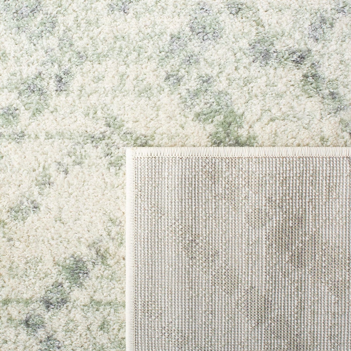 SAFAVIEH Adirondack Collection Area Rug - 5'1" x 7'6", Ivory & Green, Modern Diamond Distressed Design, Non-Shedding & Easy Care, Ideal for High Traffic Areas in Living Room, Bedroom (ADR131X)