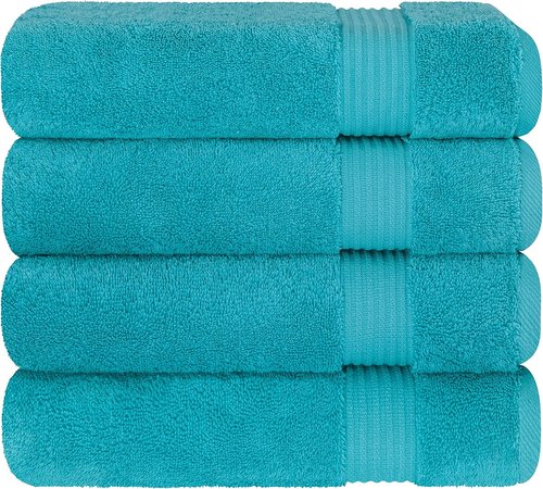 Cotton Paradise Turkish Bath Towels - 100% Cotton Extra Large Soft Plush Set | Aqua Blue, 4 Pieces