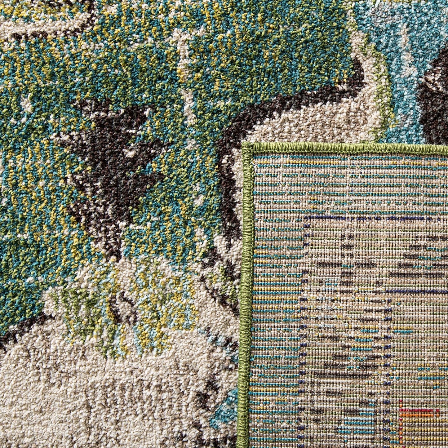 SAFAVIEH Monaco Collection Area Rug - 8' x 10', Forest Green & Light Blue, Non-Shedding, Easy to Clean | Distressed Medallion Design for Living Room & Bedroom