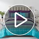 Cottolester Boho Comforter Set King Aqua Floral 8 Piece Bed in a Bag