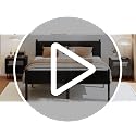 Grey Metal Bed Frame with Storage - 14 Inch Queen Size, Heavy Duty, Easy Assembly