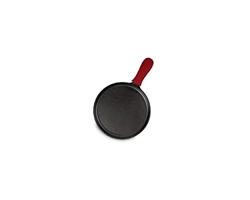 Lodge 10.5-Inch Pre-Seasoned Cast Iron Griddle with Red Silicone Handle Cover