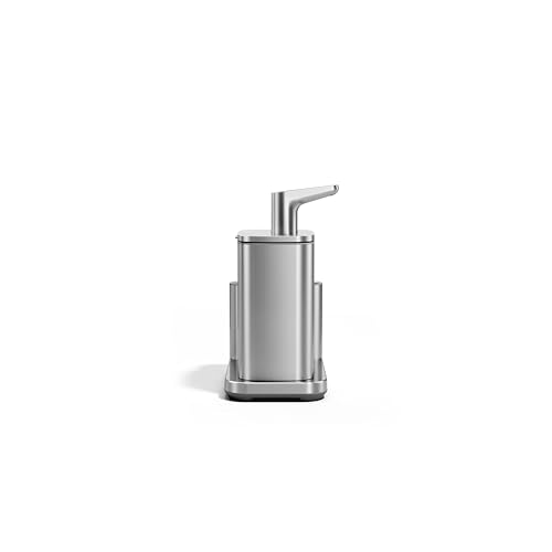 16 oz Dish Soap Dispenser with Sponge Caddy - Brushed Stainless Steel