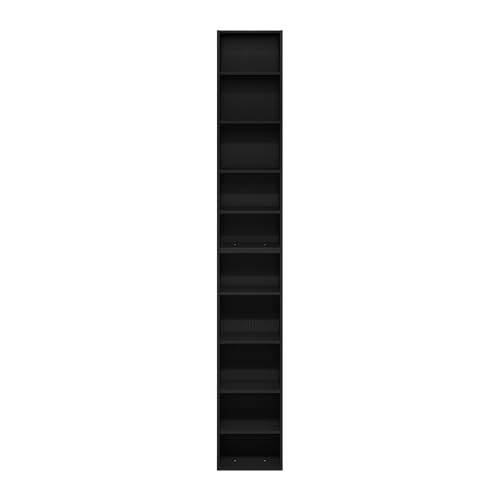 Furinno PASIR Blackwood 10-Tier Bookshelf, 12-Inch Wide Modern Bookcase