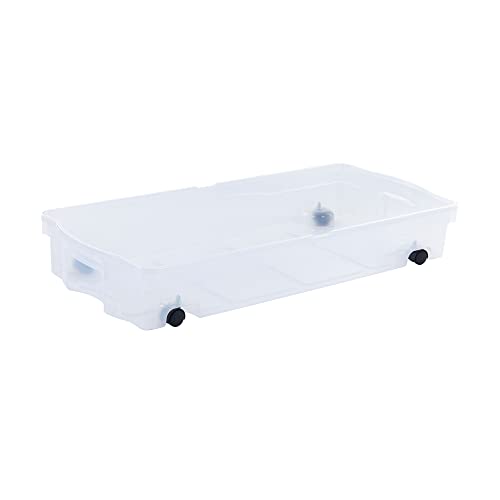Rubbermaid Under the Bed Storage Boxes 68 Quart Low Profile 2 Pack with Wheels & Dual Lids