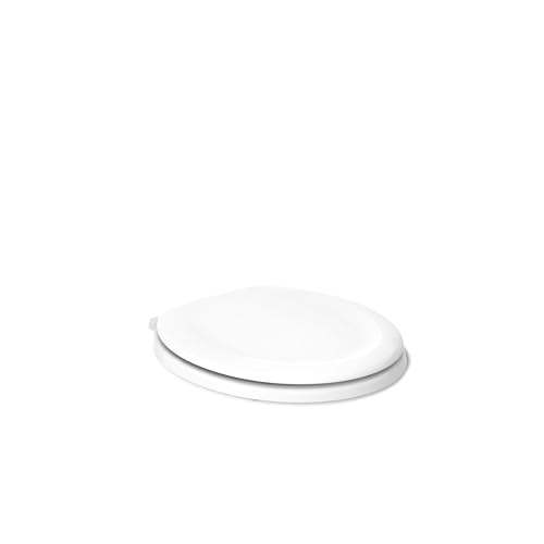 Kohler Stonewood White Round Quiet-Close Toilet Seat with Double-Hinge
