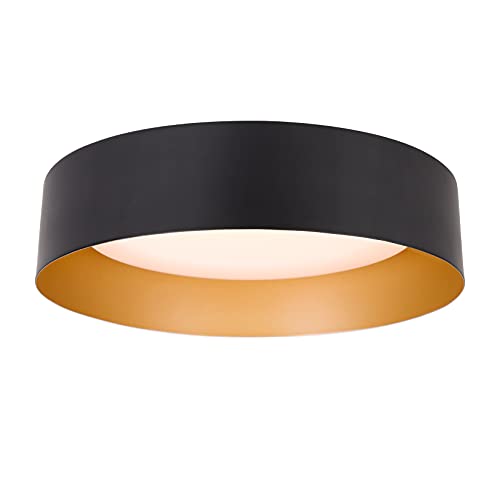 Bargeni Matte Black & Gold 12.5-Inch Flush Mount Ceiling Light - 1 Pack