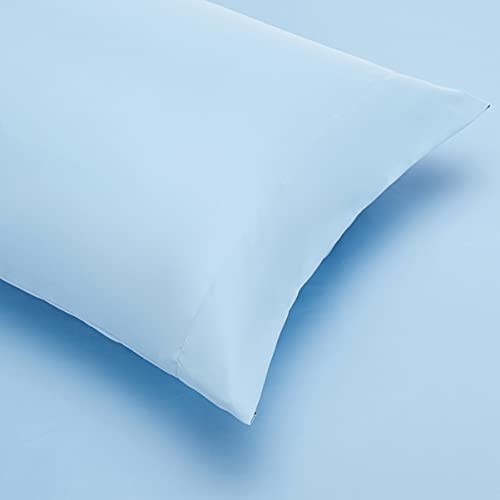 Amazon Basics Full/Queen Blue Stripe Comforter Set with Sheets - 7-Piece Bed-in-a-Bag, Microfiber Bedding