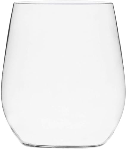 Munfix Disposable Plastic Stemless Wine Glasses 12oz, Clear, Shatterproof, BPA-Free, 48 Pack