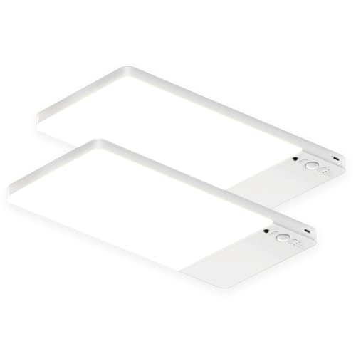 White 2-Pack Rechargeable Motion Sensor Ceiling Light - Cordless LED Closet Light
