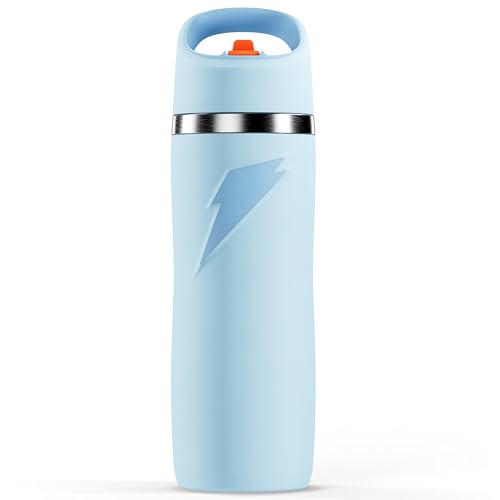 Gatorade Overtime 22oz Stainless Steel Water Bottle with Blue Straw Cap - Light Blue