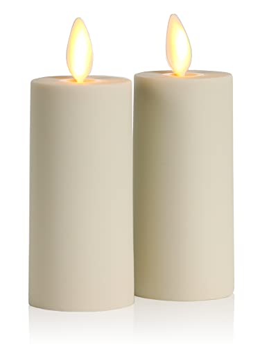 Ivory Flameless LED Votive Candles Set of 2 - Moving Flame, Timer, Remote Ready