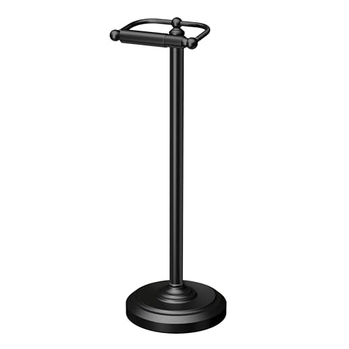 Gatco Matte Black Freestanding Toilet Paper Holder Stand - 22 Inch, Weighted Base
