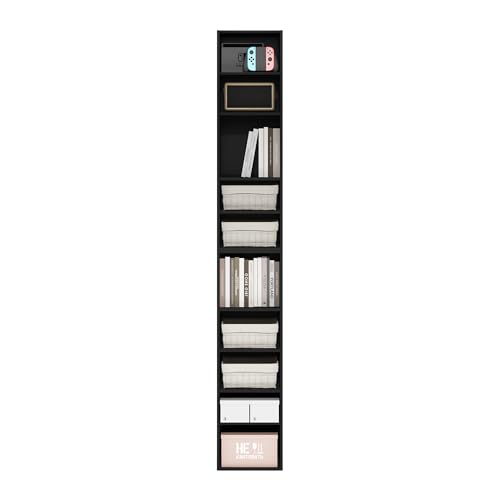 Furinno PASIR Blackwood 10-Tier Bookshelf, 12-Inch Wide Modern Bookcase