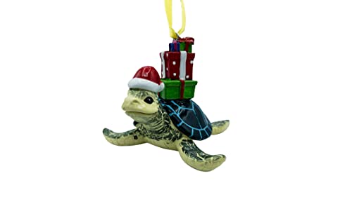 Blue Sea Turtle Christmas Ornament - Hanging Coastal Beach Decor, 2.75in
