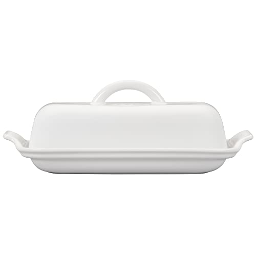 Le Creuset Heritage White Stoneware Butter Dish - Durable, Nonstick, Dishwasher Safe