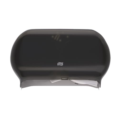 Twin Jumbo Toilet Paper Dispenser Smoke T22 - High Capacity with Lock & See-Through Window