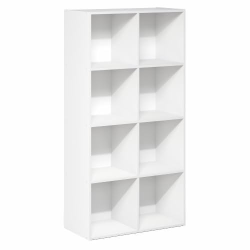 White 8-Cube Book Shelf - Compact Storage Organizer, Wall-Mountable