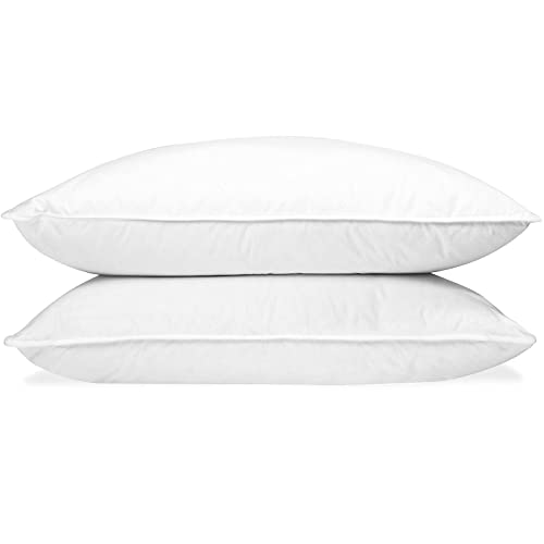 Queen Medium Support Down Dreams Classic Pillow 2-Pack - Luxurious Cotton Shell