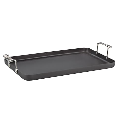Double Burner Griddle - 13x20 Inch Nonstick Hard Anodized Cookware, New Listing