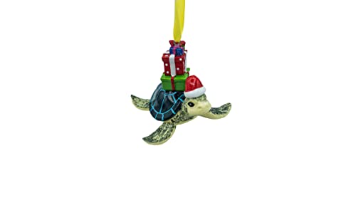 Blue Sea Turtle Christmas Ornament - Hanging Coastal Beach Decor, 2.75in
