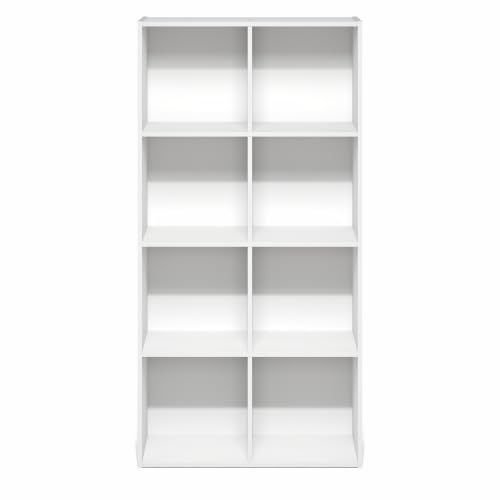 White 8-Cube Book Shelf - Compact Storage Organizer, Wall-Mountable