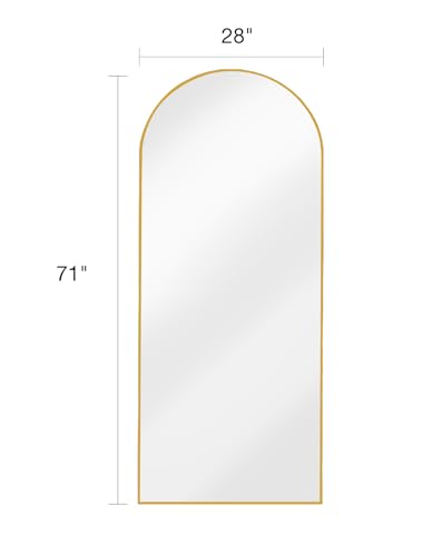 ITSRG Gold Full Length Floor Mirror 27x71 Inches with Stand & Wall Mount, Arched Wall Mirror for Bedroom & Living Room