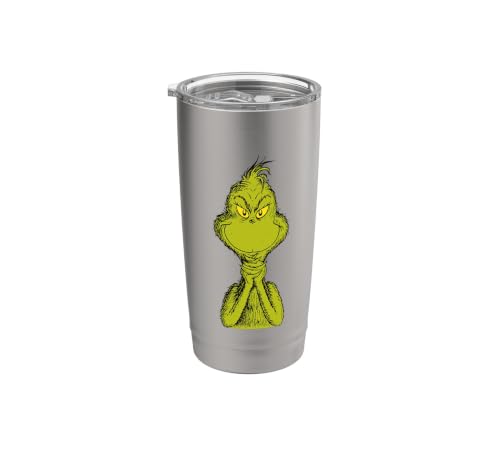 Dr. Seuss Grinch Stainless Steel Insulated Tumbler 20oz Brushed Steel - Sly Grinch Christmas Gift