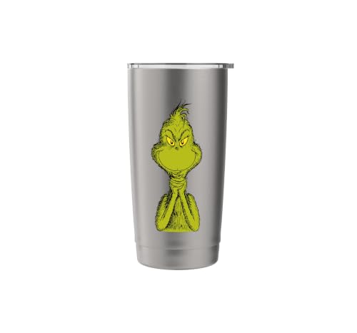 Dr. Seuss Grinch Stainless Steel Insulated Tumbler 20oz Brushed Steel - Sly Grinch Christmas Gift