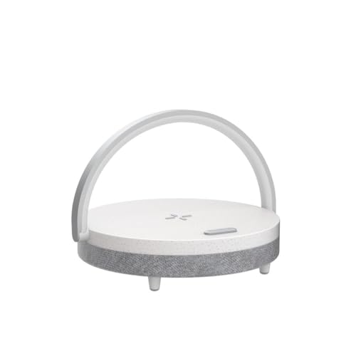 EZVALO White 4-in-1 Bedside Lamp with Bluetooth Speaker & Wireless Charging