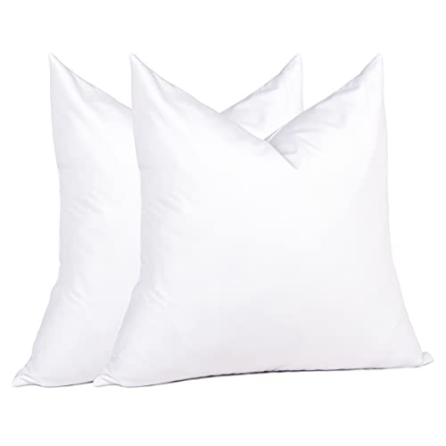 26x26 Inch Feather & Down Pillow Inserts - Pack of 2 White Luxury Support