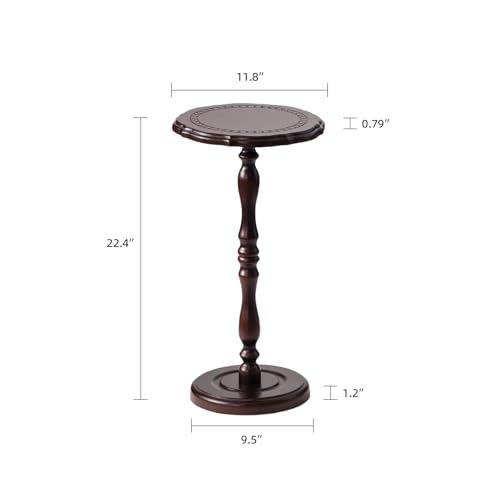 100% Solid Wood Round Side Table, Small Drink Table for Spaces,